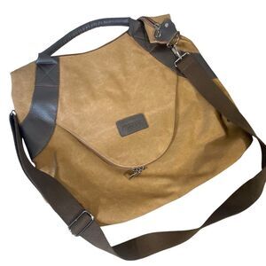 Ruyihuang Vintage Crossbody Messenger Bag Large Canvas Leather Detachable Strap